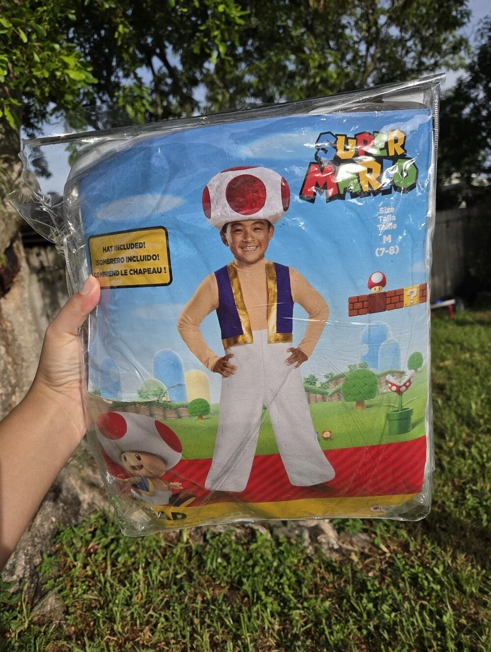Super Mario Toad deluxe child costume - Size medium (7-8)